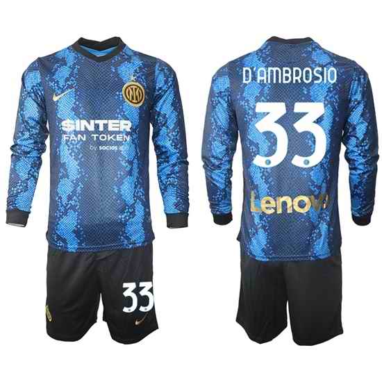 Men Inter Milan Long Sleeve Soccer Jerseys 504